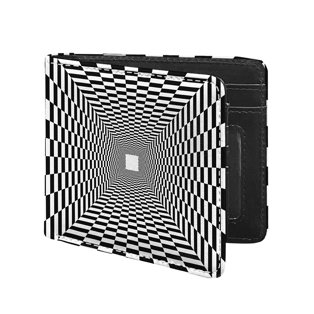 Black And White Tunnel Illusion Print Bifold Wallet