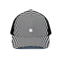 Black And White Tunnel Illusion Print Black Mesh Trucker Hat