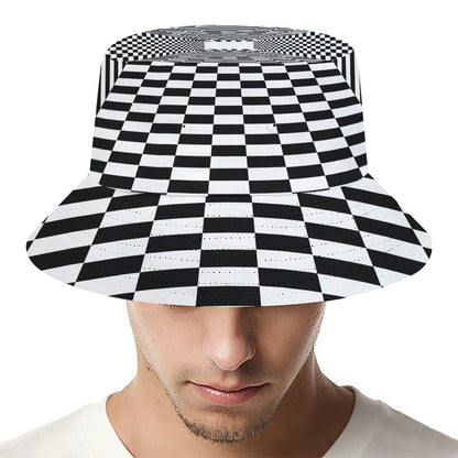 Black And White Tunnel Illusion Print Bucket Hat