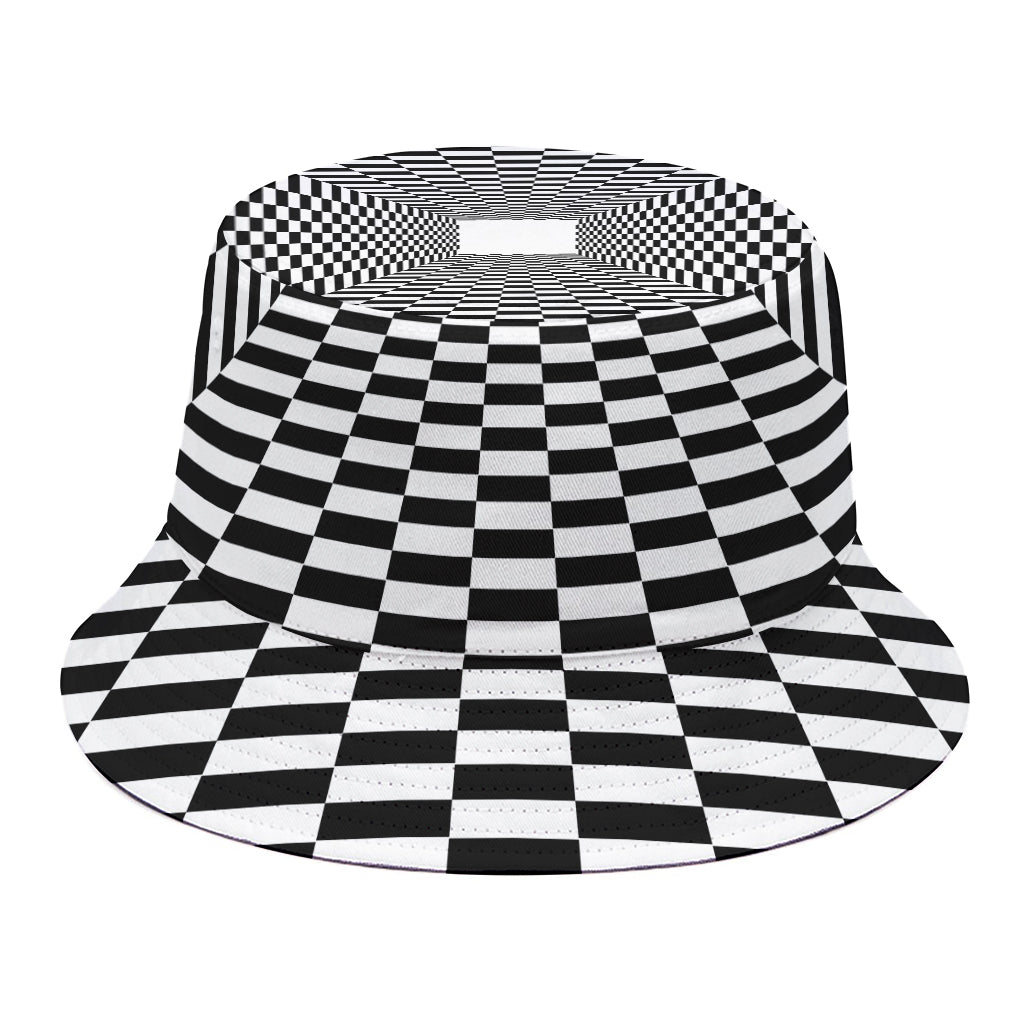 Black And White Tunnel Illusion Print Bucket Hat