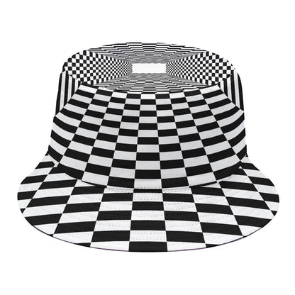 Black And White Tunnel Illusion Print Bucket Hat