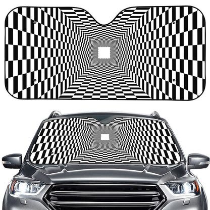 Black And White Tunnel Illusion Print Car Windshield Sun Shade