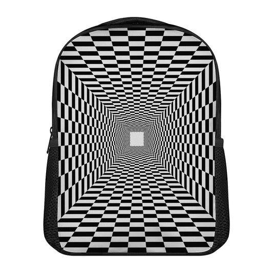 Black And White Tunnel Illusion Print Casual Backpack