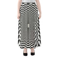 Black And White Tunnel Illusion Print Chiffon Maxi Skirt