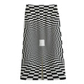 Black And White Tunnel Illusion Print Cotton Front Slit Maxi Skirt