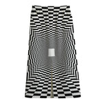 Black And White Tunnel Illusion Print Cotton Front Slit Maxi Skirt