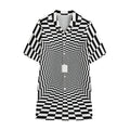 Black And White Tunnel Illusion Print Cotton Hawaiian Shirt