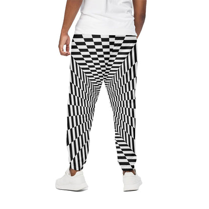 Black And White Tunnel Illusion Print Cotton Pants