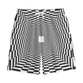 Black And White Tunnel Illusion Print Cotton Shorts