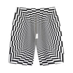 Black And White Tunnel Illusion Print Cotton Shorts