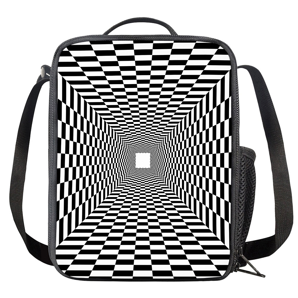 Black And White Tunnel Illusion Print Crossbody Lunch Bag