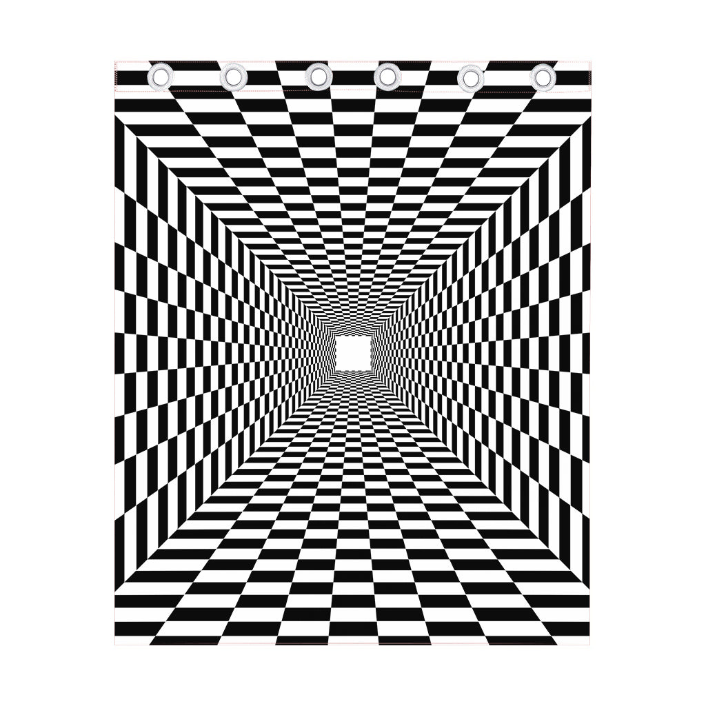 Black And White Tunnel Illusion Print Curtain