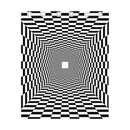 Black And White Tunnel Illusion Print Curtain