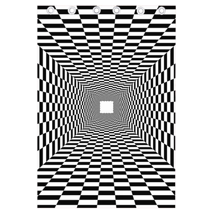 Black And White Tunnel Illusion Print Curtain