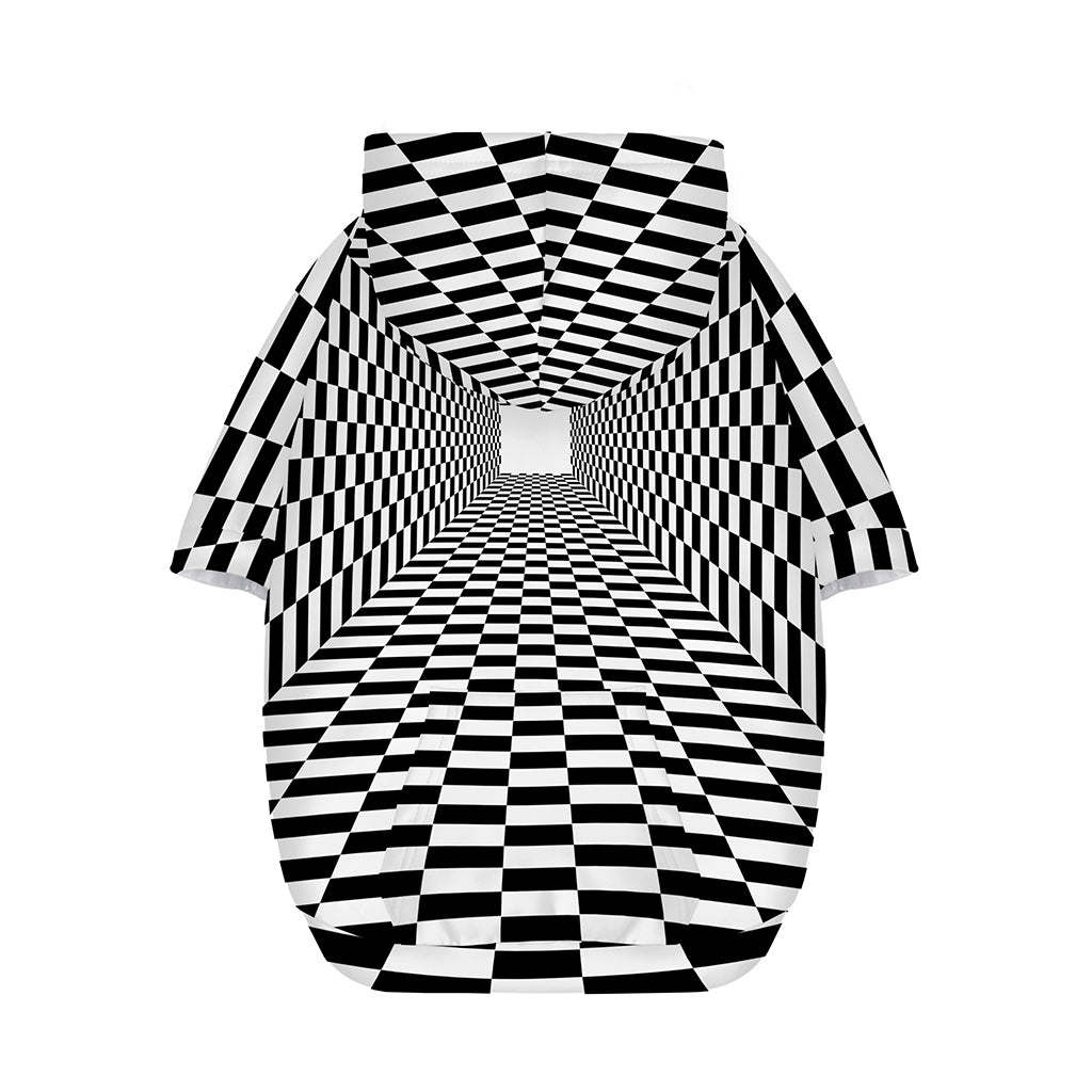 Black And White Tunnel Illusion Print Dog Zip Up Hoodie