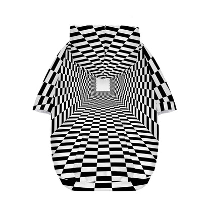 Black And White Tunnel Illusion Print Dog Zip Up Hoodie