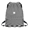 Black And White Tunnel Illusion Print Drawstring Backpack