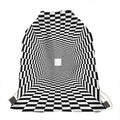 Black And White Tunnel Illusion Print Drawstring Bag