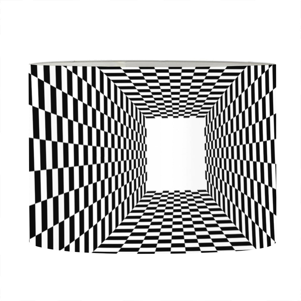 Black And White Tunnel Illusion Print Drum Lamp Shade