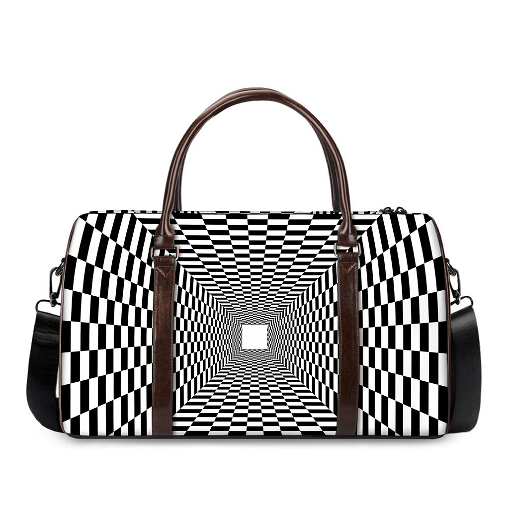 Black And White Tunnel Illusion Print Duffle Bag