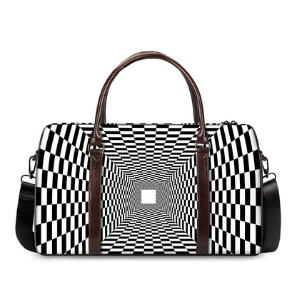 Black And White Tunnel Illusion Print Duffle Bag
