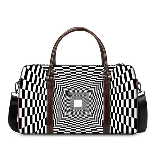 Black And White Tunnel Illusion Print Duffle Bag