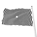 Black And White Tunnel Illusion Print Flag