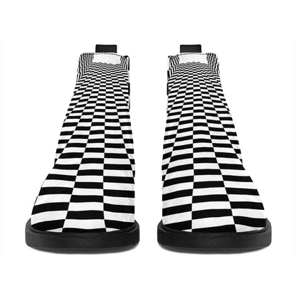 Black And White Tunnel Illusion Print Flat Ankle Boots