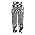 Black And White Tunnel Illusion Print Fleece Lined Knit Pants