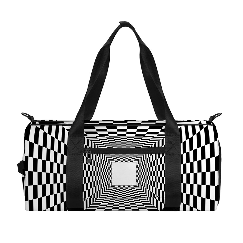 Black And White Tunnel Illusion Print Gym Bag