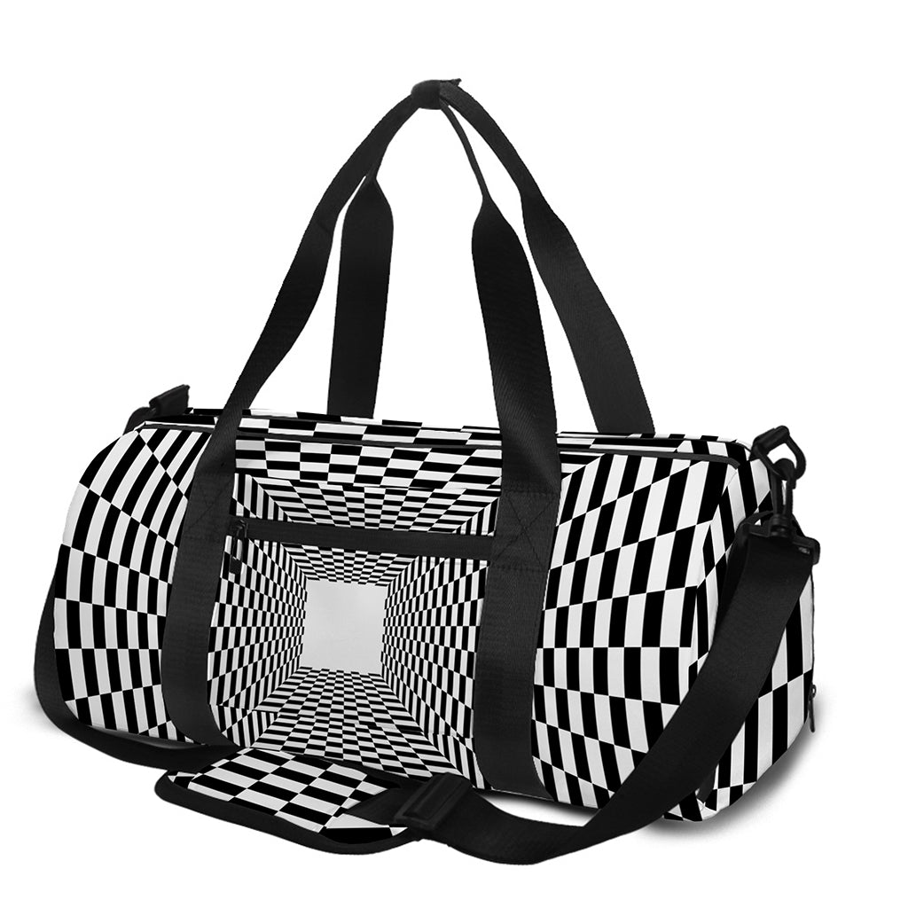 Black And White Tunnel Illusion Print Gym Bag