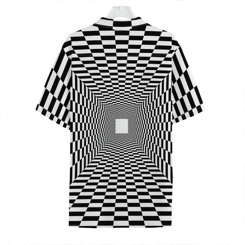 Black And White Tunnel Illusion Print Hawaiian Shirt