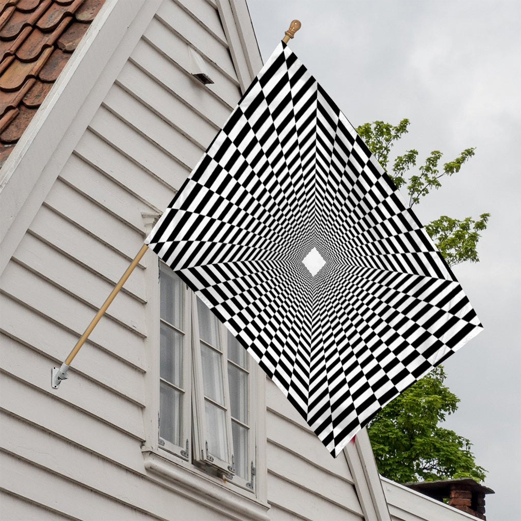 Black And White Tunnel Illusion Print House Flag