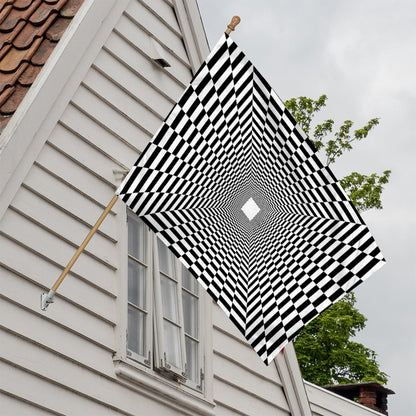 Black And White Tunnel Illusion Print House Flag