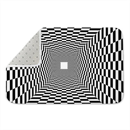 Black And White Tunnel Illusion Print Indoor Door Mat