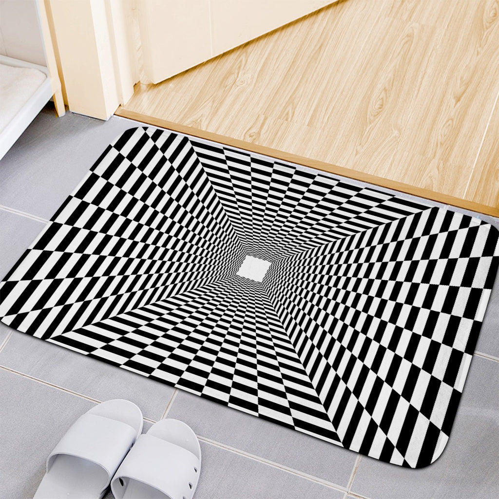 Black And White Tunnel Illusion Print Indoor Door Mat