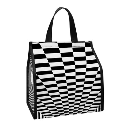 Black And White Tunnel Illusion Print Insulated Lunch Tote