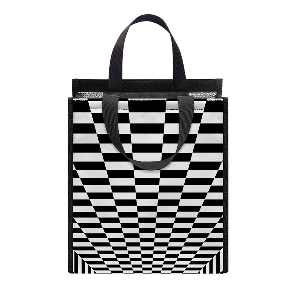 Black And White Tunnel Illusion Print Insulated Lunch Tote