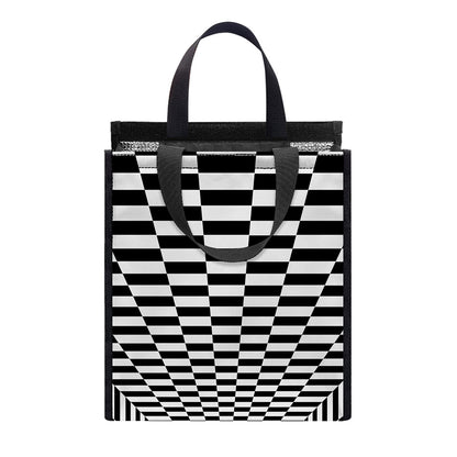 Black And White Tunnel Illusion Print Insulated Lunch Tote