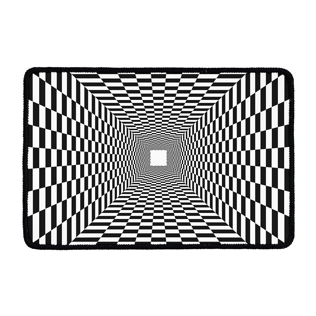 Black And White Tunnel Illusion Print Kitchen Mat