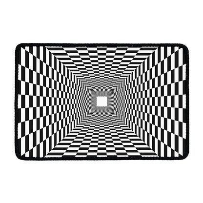 Black And White Tunnel Illusion Print Kitchen Mat