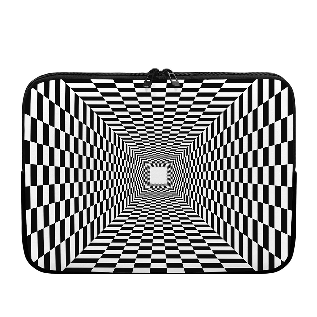 Black And White Tunnel Illusion Print Laptop Sleeve