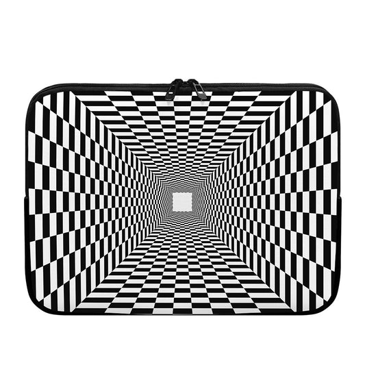 Black And White Tunnel Illusion Print Laptop Sleeve