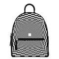 Black And White Tunnel Illusion Print Leather Backpack