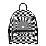 Black And White Tunnel Illusion Print Leather Backpack