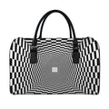 Black And White Tunnel Illusion Print Leather Duffel Bag