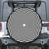 Black And White Tunnel Illusion Print Leather Spare Tire Cover