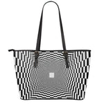 Black And White Tunnel Illusion Print Leather Tote Bag