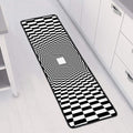 Black And White Tunnel Illusion Print Long Kitchen Mat