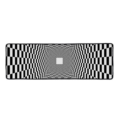 Black And White Tunnel Illusion Print Long Kitchen Mat